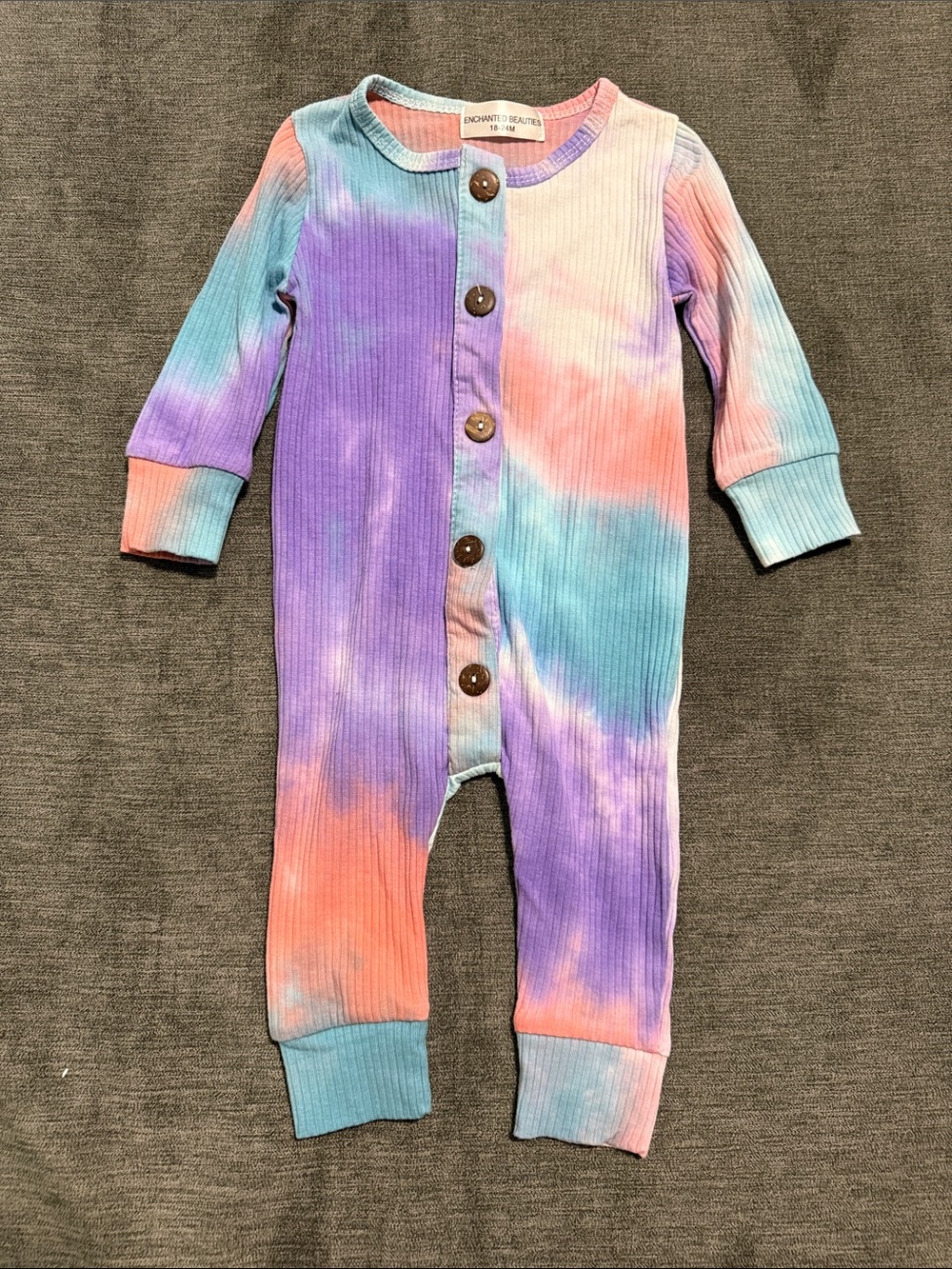 Pastel Tie-Dye Ribbed Baby One-Piece - Purple/Blue/Pink